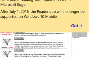 Edge浏览器接管!Win10 Mobile《PDF阅读器》将下线